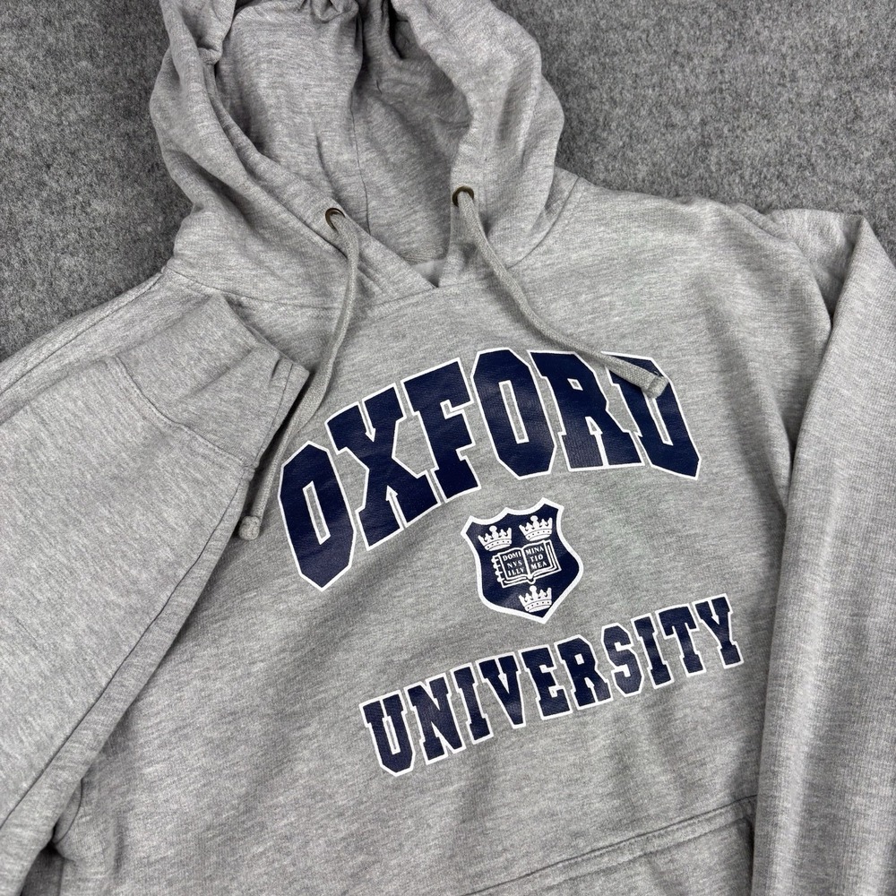 Oxford University Hoodie Mens‎ Large Gray Spell Out Pullover Sweatshirt Casual